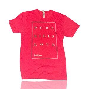 Fight the New Drug Unisex Red Graphic T-Shirt Small "Porn Kills Love"